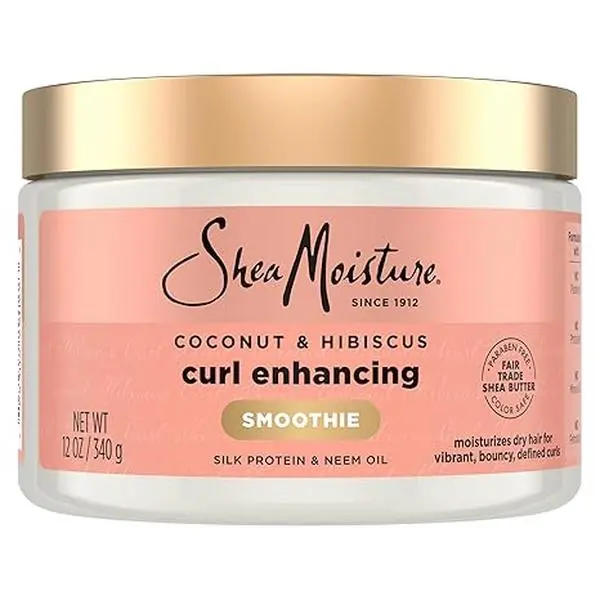 SheaMoisture Smoothie Curl Enhancing Cream Coconut and Hibiscus for Thick, Curly Hair Sulfate Free and Paraben Free 12 oz
