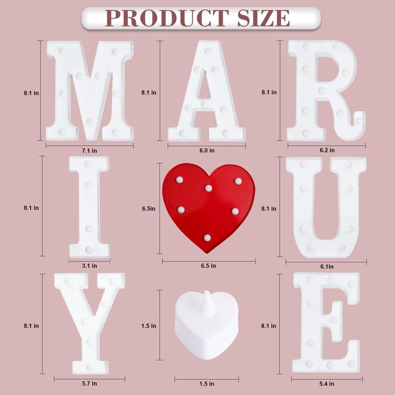 Marry Me Light Up Letters Proposal Decorations, Marry Me Sign with 24Pcs Flameless Candles 2000Pcs Red Fake Rose Petals 30Pcs Red Balloons for Valentine's Day Wedding Proposal Romantic Night Led Lighted Smooth Wall Ornaments Standing