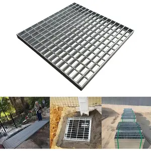 Outdoor Galvanized Steel Drain Grate,17.7x17.7in Heavy Duty Drain Cover,B125 Class  Grate,Rust-Proof Metal Sewer Grate, Square Drainage Grate for Driveway,Garage,Yard