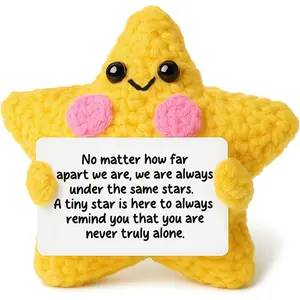 Handmade Positive Energy Crochet Star Ornament, Handmade Crochet Figure, Emotional Support Gift for Family Friends and Colleagues, Desk Decor for Birthday Graduation and Appreciation