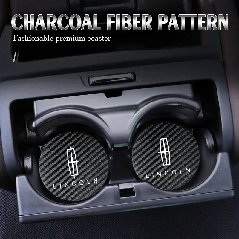 2Pcs Car coaster water anti slip pad silicone waterproof interior accessories Car Accessory For Lincoln Navigator Continental Nautilus Aviator MKZ MKX MKC MKT MKS Corsair Mark E Automotive Interior Accessories