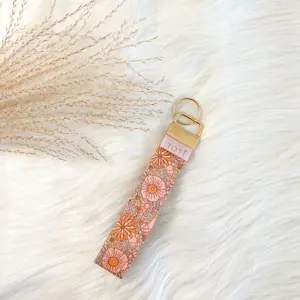 Wristlet Keychains, Brown Floral Wristlet