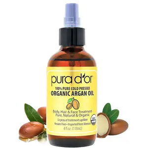 PURA D'OR – 100% Pure USDA Organic Moroccan Argan Oil, Cold‑Pressed Virgin Moisturizer for Skin, Hair & Scalp, 4 oz – PURA D'OR