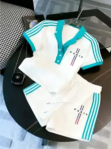 Paris Vibes 2-Piece Short Set | Men's Casual Streetwear | Brown & White Contrast