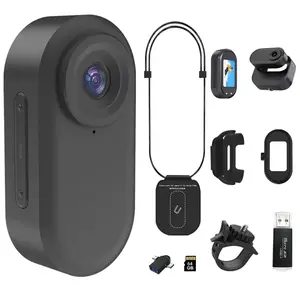 Waterproof Magnetic Mini Body Action Camera, Included 128GB, Hands Free, Wearable 2.7k HD Thumb Camera with Magnetic Clip and Necklace Mount for Lecture, Traveling, Pet Walking and Outdoors Activities- Black