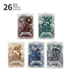 New Christmas Ball Set 6cm Painted Irregular Balls with Sprinkles and Snowflakes Box Christmas Supplies