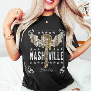 [100% Cotton] Nashville Music City T-Shirt – Vintage Country Concert Tee T-Shirt For Men And Women