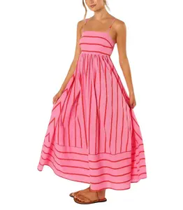 Chouyatou Women's  summer outfits Striped Back Smocked Maxi Dress Sexy Spaghetti Strap Cut Out Flowy Swing Long Dress SpringStatements