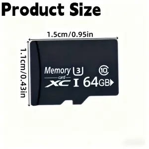 Memory Card 64GB TF U3 XC I High-Speed Reliable for Phones Tablets Cameras Security Devices 1.5cm x 1.1cm
