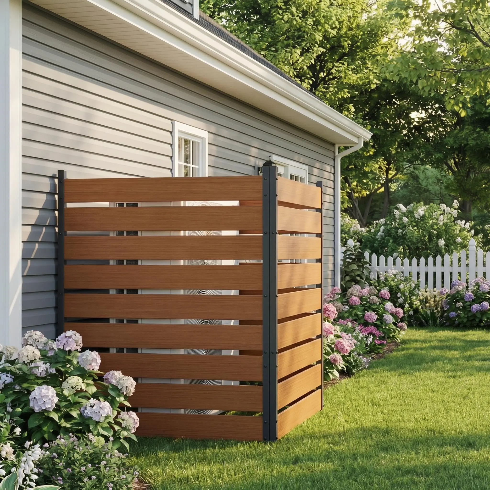 Outdoor Decor 2-Panel Privacy Screen - 49x38 in Stake Mount Privacy Shield, Decorative Fence for Trash/Aircon Hide & Pool Equipment Concealment