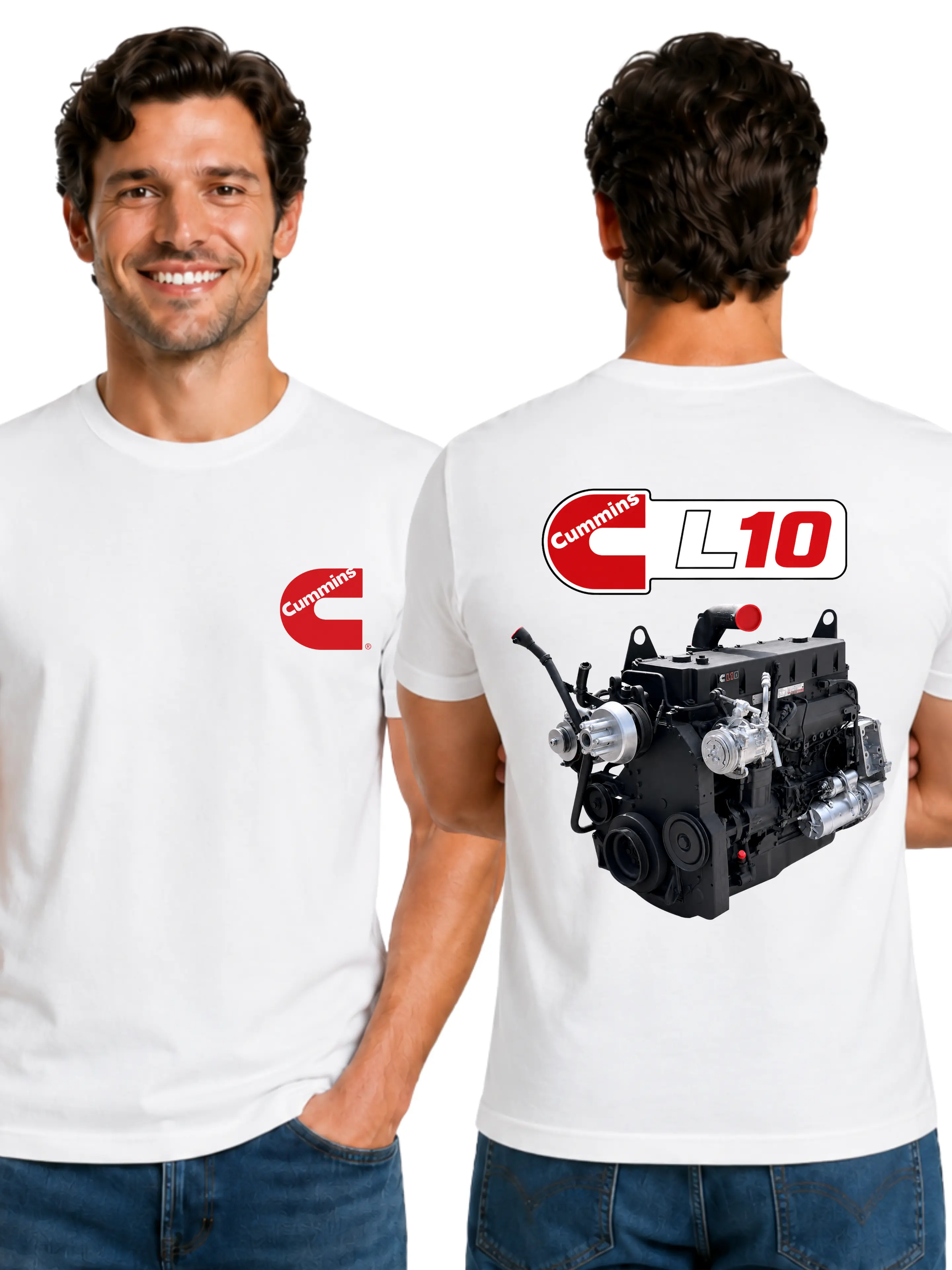 Cummins L10 Diesel Engine T-Shirt, 2 Sides, Heavy Duty Truck Motor Graphic Tee