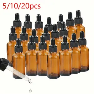 5/10/20pcs 1.01oz Empty Glass Dropper Bottle Refillable Bottle Perfume Container with Pipette for Essential Oil Cosmetic Bottles - Travel Accessories -Uv Protection Grafting Eyelash Head Replacement Model Multifunctional Silicone Makeup Aid Tool
