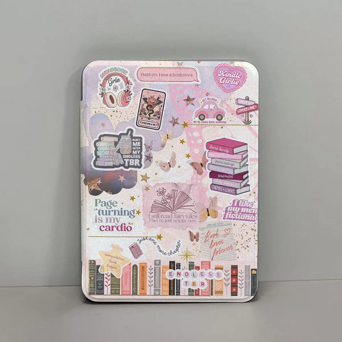 Cute Clear Back Leather Protective Case with Hand Holder for 6.0"/6.8"/7.0" Kindle Paperwhite E-Reader Tablets, Auto Sleep/Wake Function, Durable Reading Tablet Cover Protection Casing,Good Gift for Book Lovers