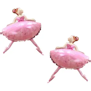 2PCS Pink Ballet Dancing Girl Foil Balloon Aluminum Foil Mylar Helium Party Balloon for Birthday Party Decoration Wedding Baby Shower Ballet Dancing Themed Party
