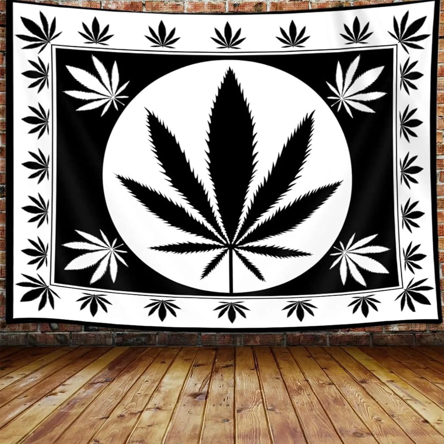 Weed Marijuana Leaf Tapestry Wall Hanging, Black and White Reggae Rasta Tie Dye Leaf Premium Home Art Wall Decor, Upgrade Tapestries for Bedroom Living Room College Dorm. Multiple sizes are available for selection.
