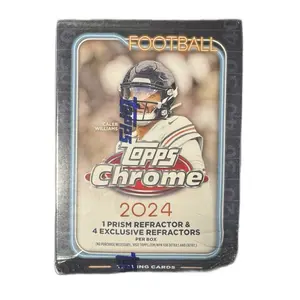 Topps Chrome Football 2024 Trading Card Pack with 1 Prism Refractor & 4 Exclusive Refractors per Box