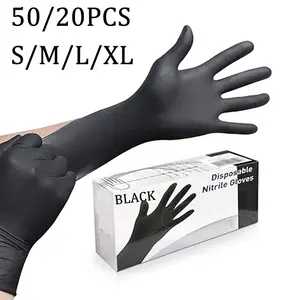 50/20 pcs Black Disposable Nitrile Gloves - Lightweight and designed for household cleaning, pet care, and hair dyeing. Latex-free and powder-free. Available in four sizes (S/M/L/XL). Versatile and stylish cleaning gloves.