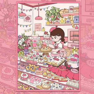 Dessert Shop Scenery Stickers for Adults, Flower Shop Scenes, Busy Kitchen, Bookstore Miniatures, Whimsical Decals for Scrapbooking, Funny Stickers, Sticker Sheets