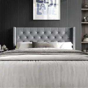 Favorer Gretna Tufted Upholstered Headboard with Nail Head Trimming for Stylish Bedding Decor Favorer Gretna Tufted Upholstered Headboard with Nail Head Trimming for Stylish Bedding Decor