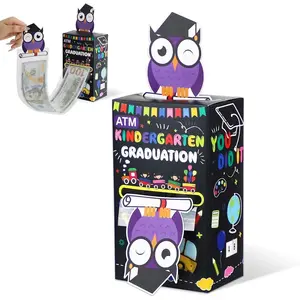 Kindergarten Graduation Money Box for Cash Gift Surprise Grad Box with Pull Card and 50 OPP Bags Creative DIY Explosion Box for Cash Grad Party Supplies for Boys Girls