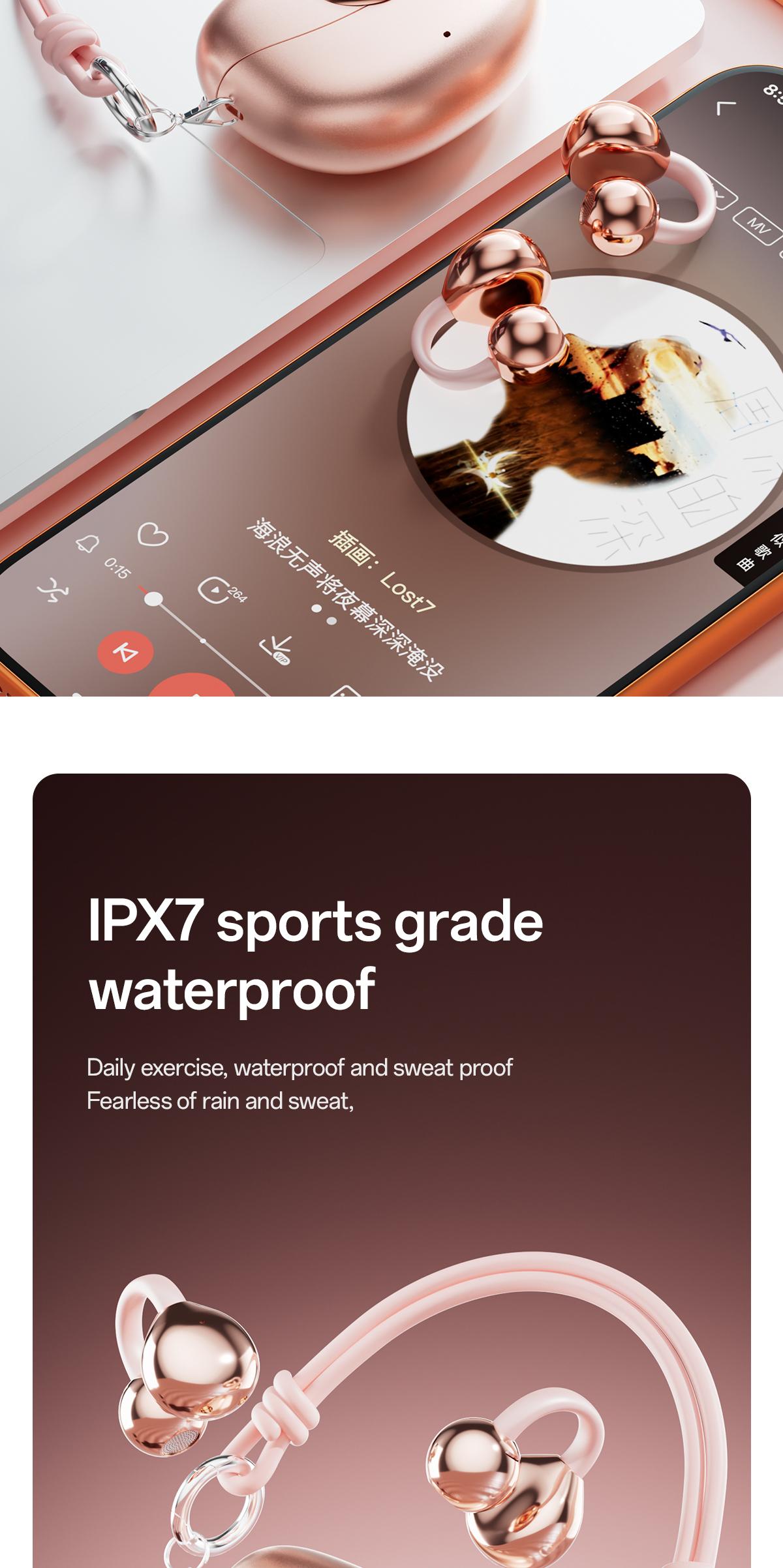 Chengruida M106 Cute Heart Shaped Bag Open Ear Clip-On Headphones, Panoramic Surround Sound Bluetooth Earbuds for All-Day Wear