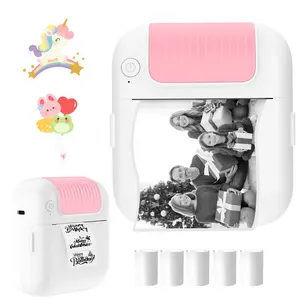 Sticker Printer Label Printer Portable Mini Printer Ink-Free Mini Label Maker Sticker Machine for Kids Students Bluetooth Connection Thermal Printer for Notes Journals DIY Childrens Crafts Ideal for Receipts Study Work Lists Wireless Label Printer