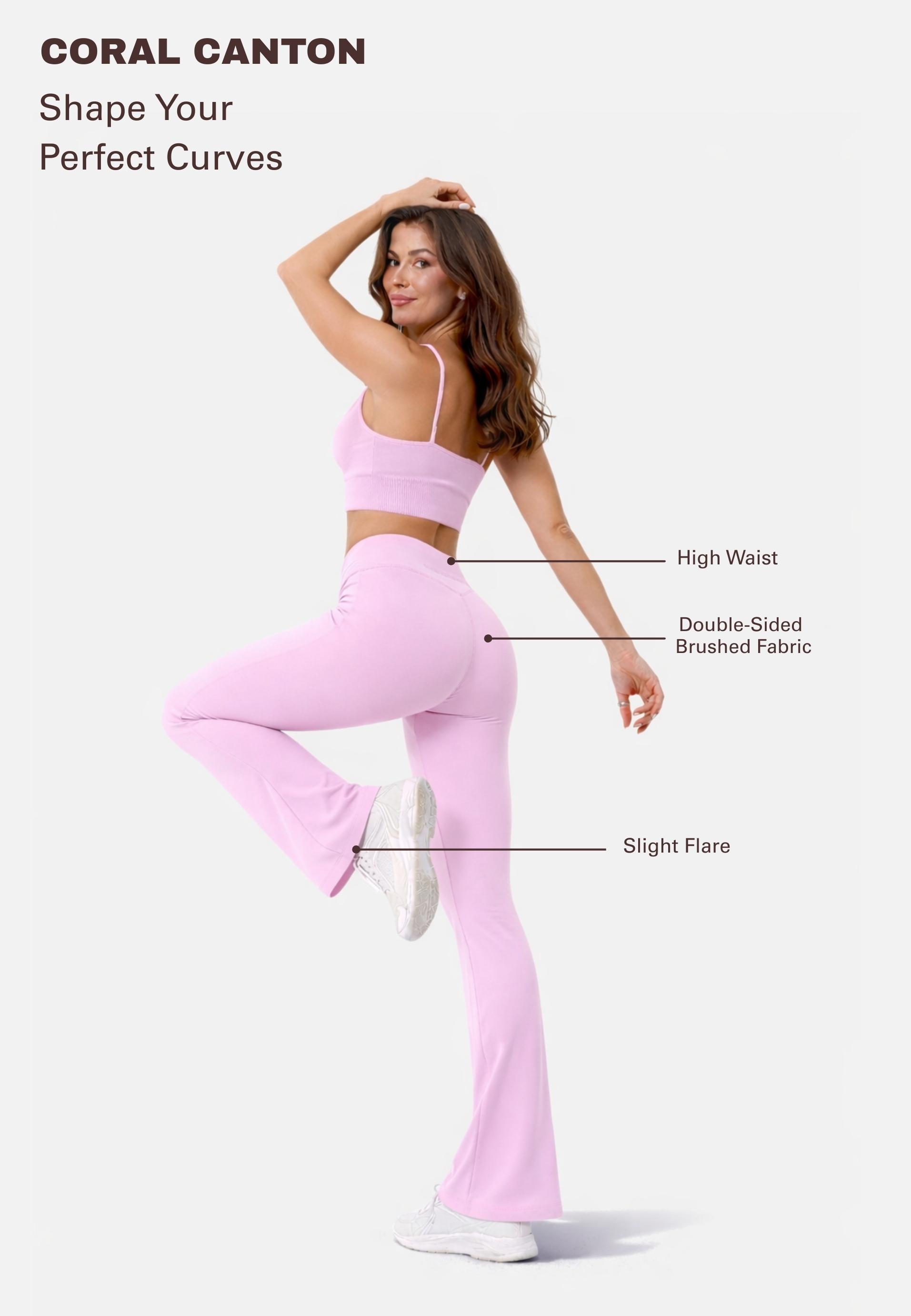 Coral Canton High Waistband Stretch Flared Pants