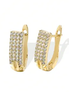 1 Pair Classical Cubic Zirconia Hoop Earrings For Women For Wedding Engagement Anniversary Party Jewelry Valentine's Day Gift High Quality Earrings