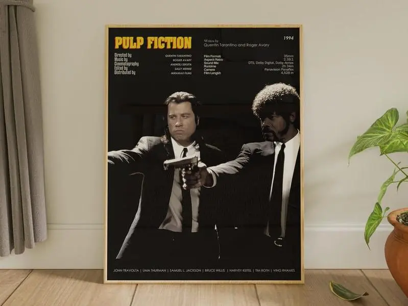 Pulp Fiction Film Poster, FHD Wall Decor Wall Hangings, Museum Poster, Poster Decor Room, Movie Poster