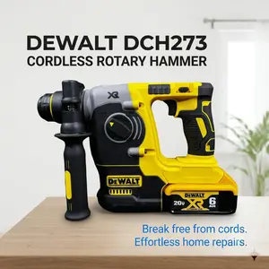 DEWALT DCH273 Cordless Rotary Hammer for Concrete Drilling, Furniture Assembly & Outdoor Repairs - Tool Only or Kit, High Impact Energy, Variable Speed, LED Light, Ergonomic Grip, Cordless Freedom Stainless Fist Steel