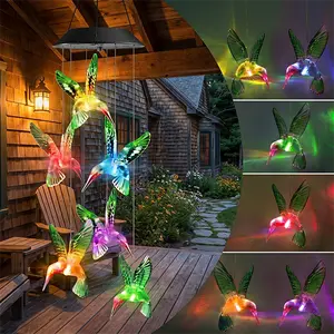 Gifts for Grandma Mom Nana Wife Sister, Mother Birthday Gardening Hummingbird Gifts for Women, Winzwon Wind Chimes Solar Lights Outdoor Decor for Garden Patio Yard Porch