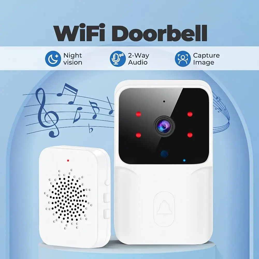 Mini Wireless Video Home Security Doorbell, 2.4g WiFi, Remote Two-Way Voice, Night Vision, Rechargeable Battery, Wireless Doorbells for Home, Easy Install For Home, Hotel, Apartment, Office