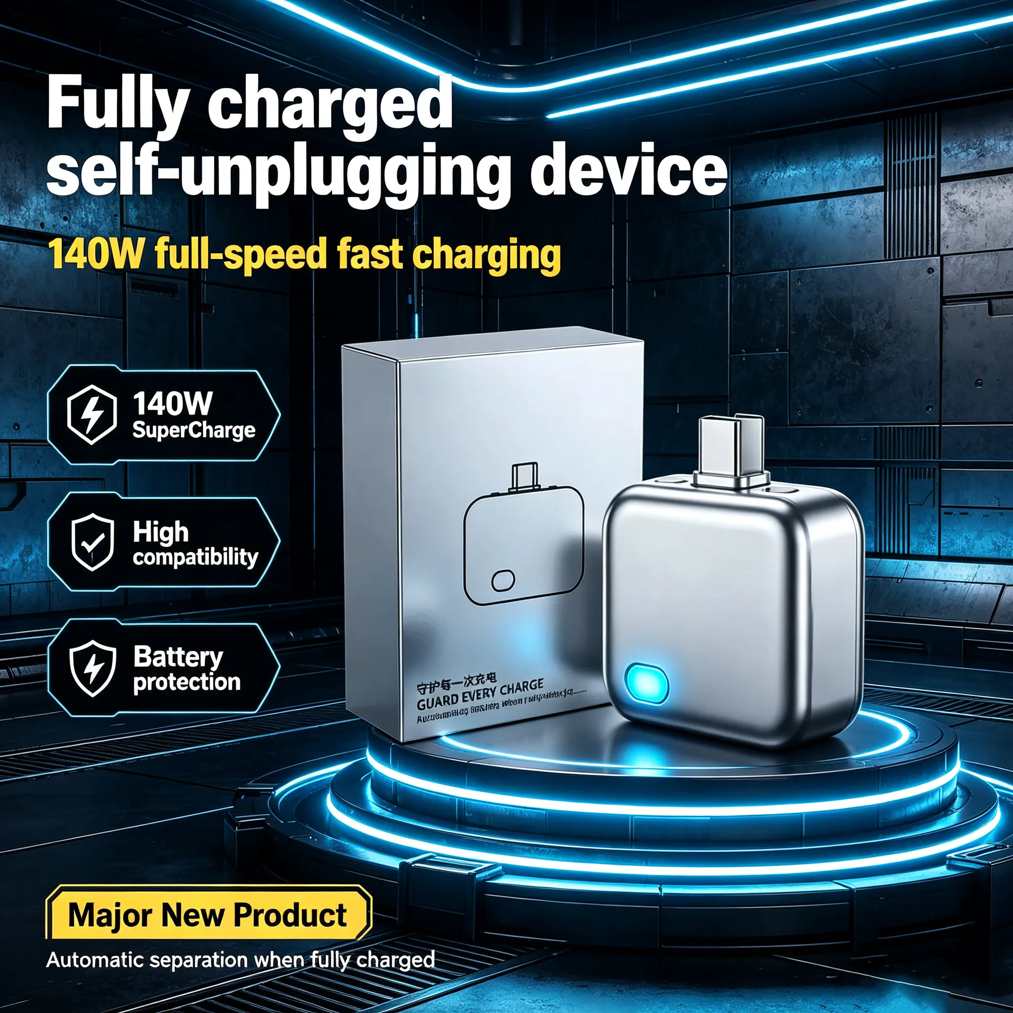 140W Type-C Battery Guard, Physical Auto Disconnect Charging Adapter, Auto Power Cut-Off for Phones, Laptops & Tablets, PD 3.1 Compatible for Safer Overnight Charging