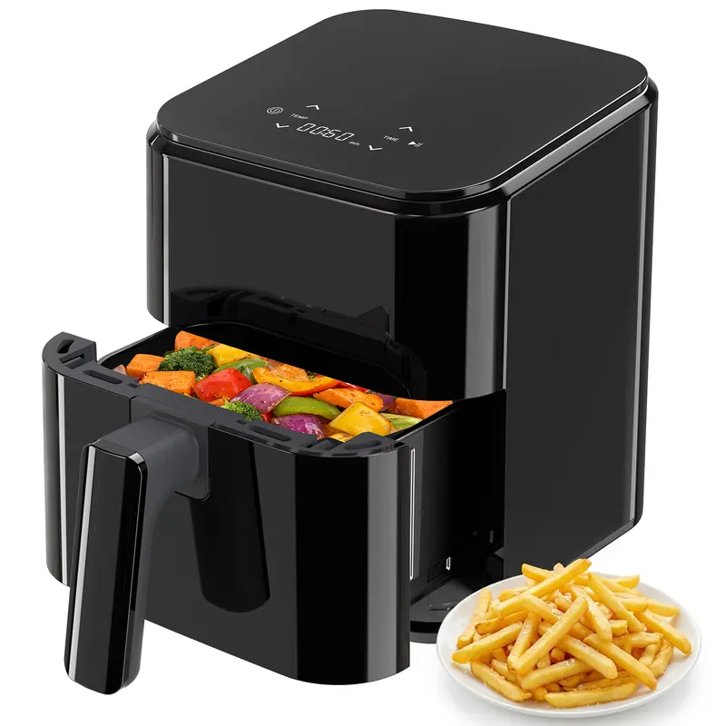 Sweetcrispy 4-in-1 Compact Space-Saver Air Fryer Combo - 3qt Kitchen Appliance, 400°F Hot Oven with Fry, Roast, Reheat, Dehydrate, Nonstick Basket, Crisper Plate, 20 Recipe Book, Cooking Charts for Family, Crispy Fries, Wings & More