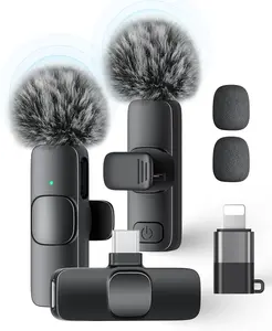 Wireless Mini Lavalier Microphone for iPhone iPad Android PC Laptop Plug-Play with Noise Reduction for Video Recording Interview Podcast Vlog YouTube TikTok Up to 98 Feet Range USB-C Connector & iOS Adapter