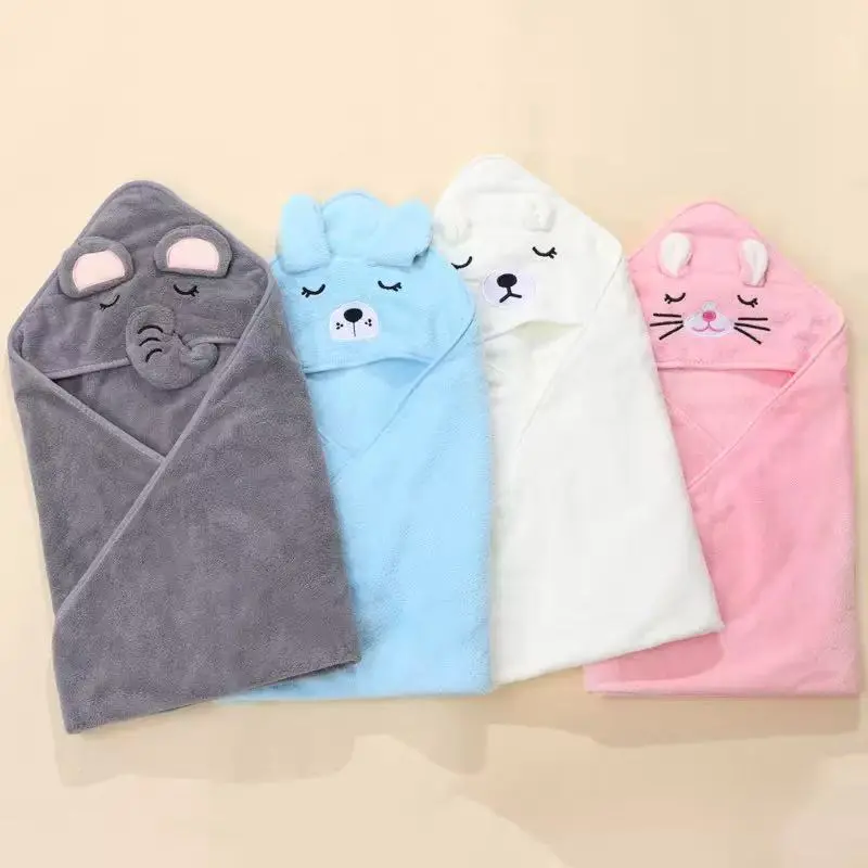 Baby Bath Towel and Robe Set, Soft Absorbent Coral Fleece, Cartoon Hooded Design, Unisex, Perfect Gift for Halloween Christmas Thanksgiving, Hooded Bath Towels for Babies