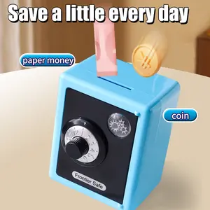 Mini Money Box Savings Bank Toy, Rotating Mechanical Sound Safe Deposit Box, Password Saving Jar, Coin Piggy Bank, Creative Gift for Kids, Christmas New Year