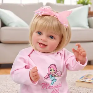 BABESIDE Lifelike Reborn Baby Dolls Girl, 20 Inch Newborn Realistic Real Life Poseable Toddler Doll  with Vinyl&Fabric Bodyfor Girls Soft Vinyl and Cloth Body with Feeding Kit Gift Box for Kids Age 3+
