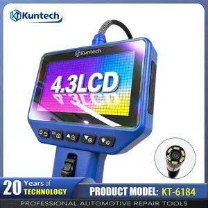 4.3 Inch LCD Industrial Endoscope, 6mm Waterproof Borescope Inspection Camera with LED Lights, Portable Snake Camera for Automotive Engine Pipe Drain Repair