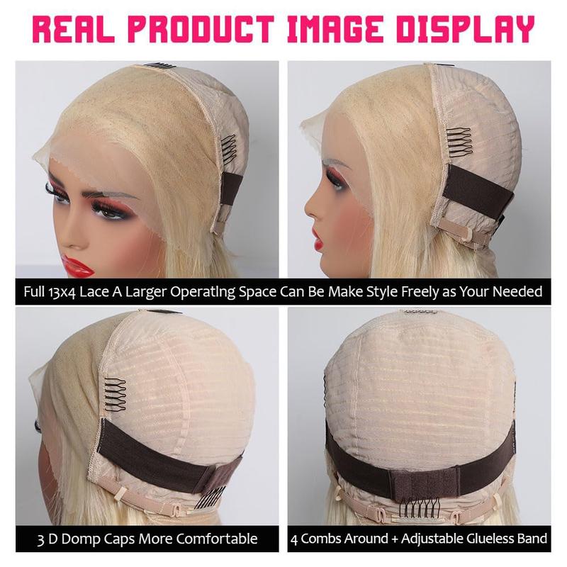 Bob Wig Human Hair Pre Plucked Pre Cut 13x4 Blonde HD Lace Closure Wig 613 Pre Bleached Wear and Go Wig Short 613 Bob Glueless Wig Human Hair 180% Density for Women