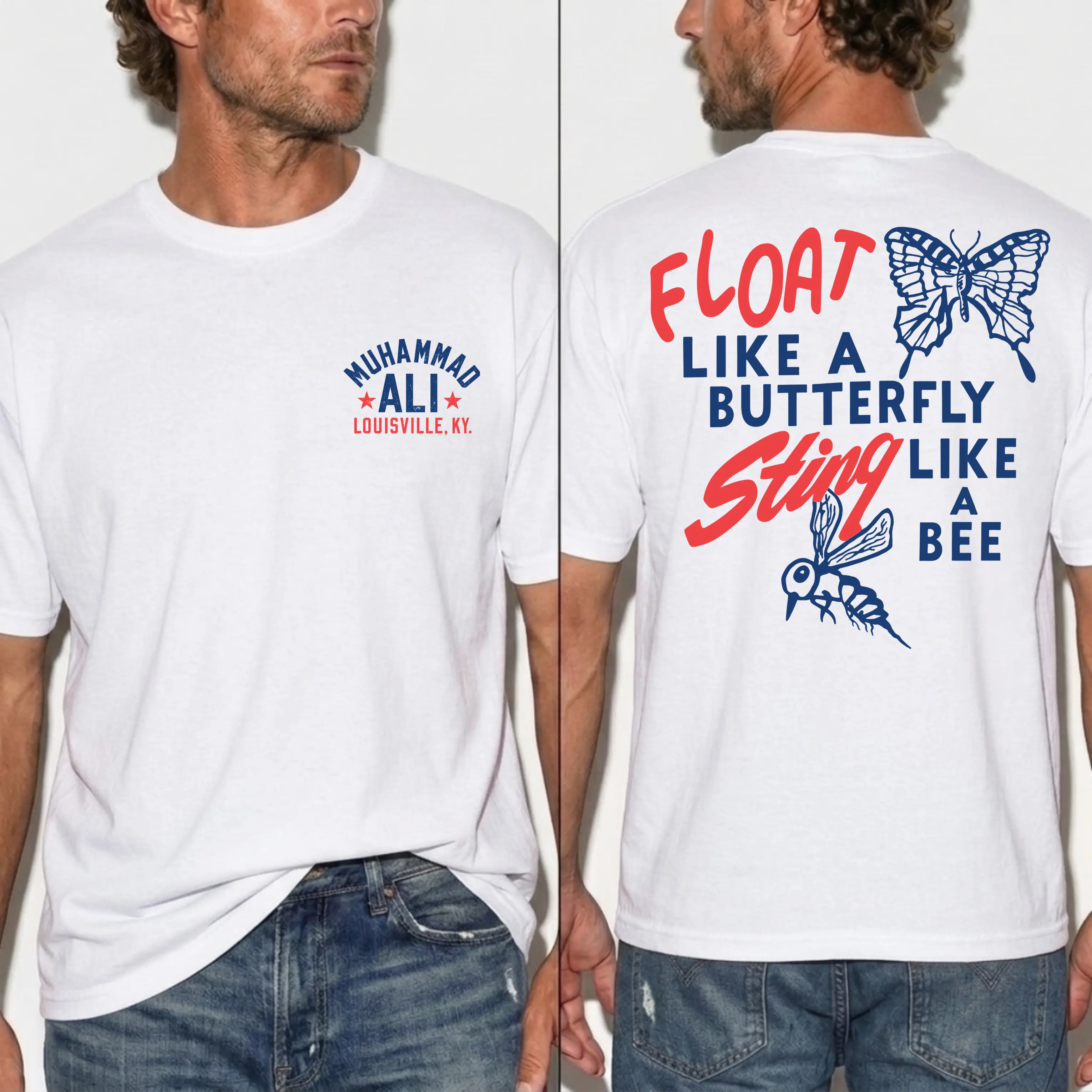 Float Like A Butterfly Sting Link A Bee Tee, Muhammad Ali Quote T-Shirt, Vintage Boxing Legend Tee, Retro Champion Shirt, Boxing Fan Gift