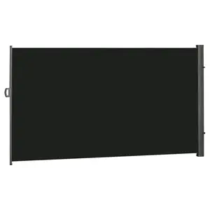 118" x 79" Side Awning, Retractable Privacy Screen & Driveway Guard, Instant Outside Screen, Wall, or Fence, Side Shade and Wind Block for Indoor Outdoor, Garden, Black