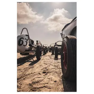 Vintage Racing Cars Beach Art