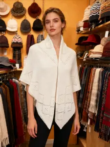 1Pc autumn and winter 5-hole rhombus shoulder small shawl outside with Internet celebrity shirt knotted knitted with skirt scarf women
