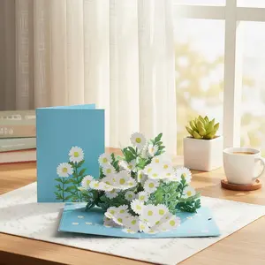 3D Daisy Pop-Up Greeting Card – Handmade Flower Bouquet Card with Envelope