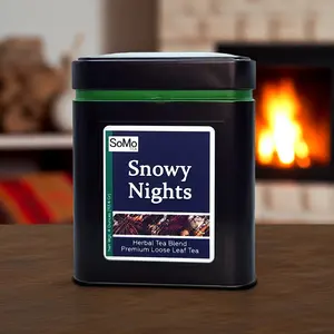 SoMo Tea Snowy Nights Herbal Tea Blend Premium Loose Leaf Tea with Sweet Apple Citrusy Orange Peel & Tangy Hibiscus for Winter Magic