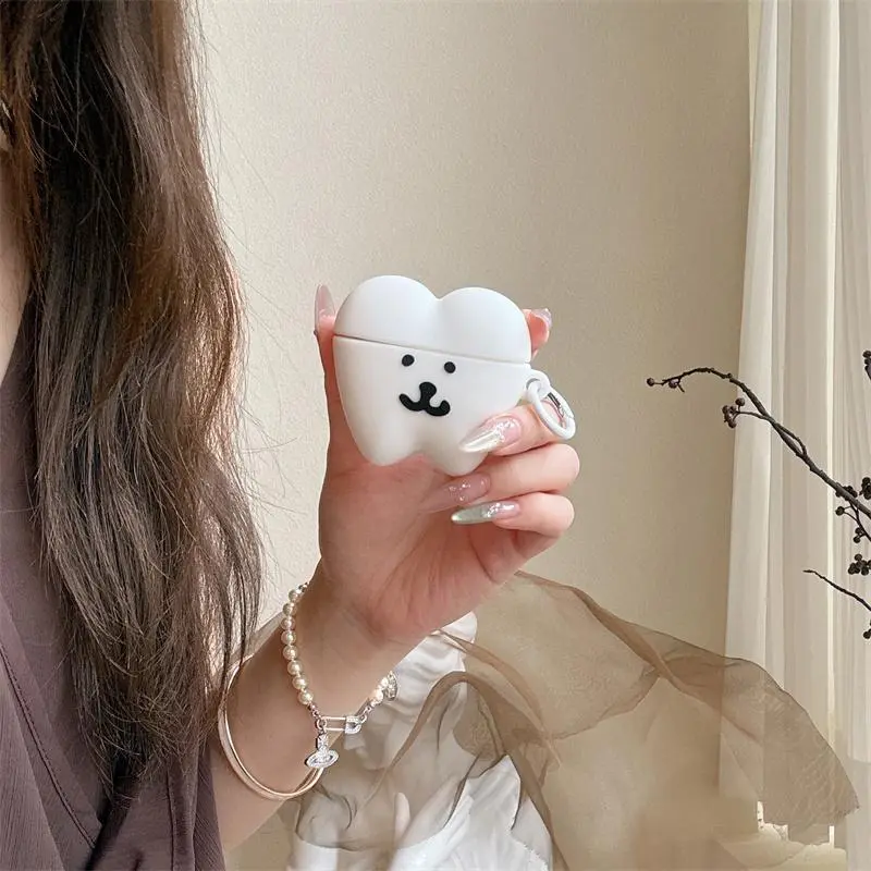 Cute Expression Tooth Shaped Silicone Earphone Protective Cover for AirPods 1 2 3 4 Pro Pro2 Pro3, Durable and Stylish Case Protective