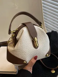 Elegant Color Block Handbag for Women, Fashion PU Leather Crossbody Bag, Versatile Daily Commute Backpack, Classic Shoulder Bag
