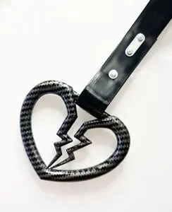 Tsurikawa JDM Ring Charm Japanese Carbon Fiber Heart or Broken Heart Shaped Subway Handle