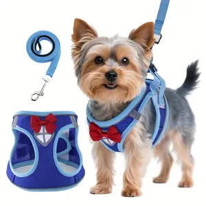 Dog Harness and Leash Set, Breathable Mesh Pet Harness, Reflective Adjustable Puppy Vest, Suitable for Small Dogs and Cats
